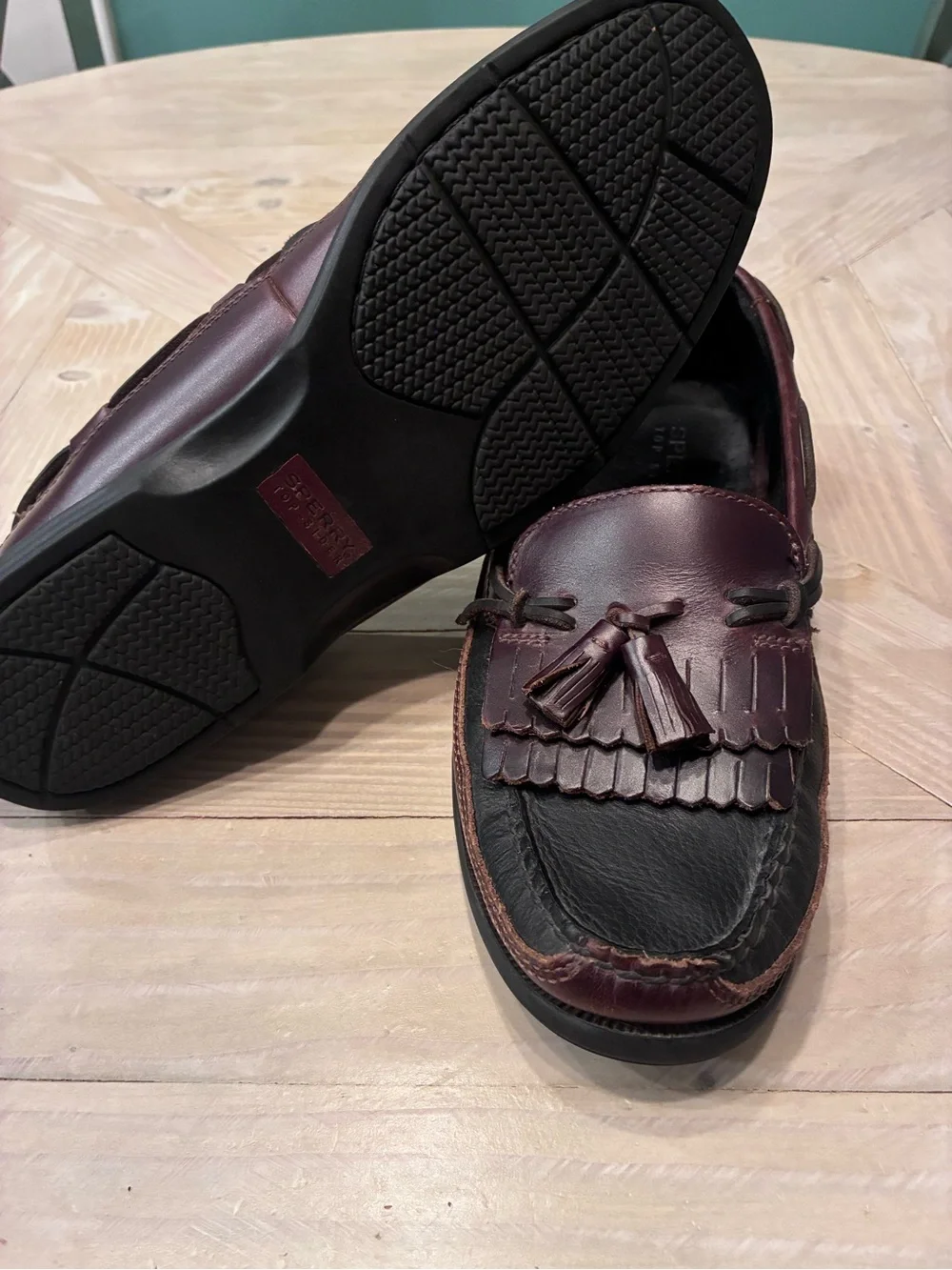 Sperry Men’s Burgundy and Black Tassel Slip-On Loafers